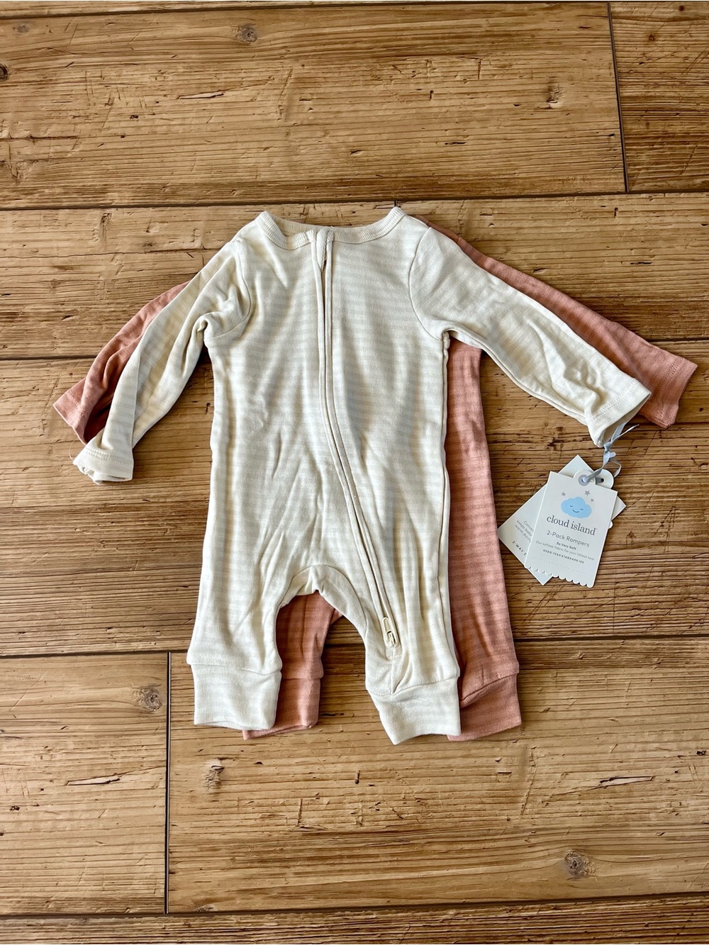 Cloud Island Cream and Rust Kids One-Piece - Modal Zip-Up
